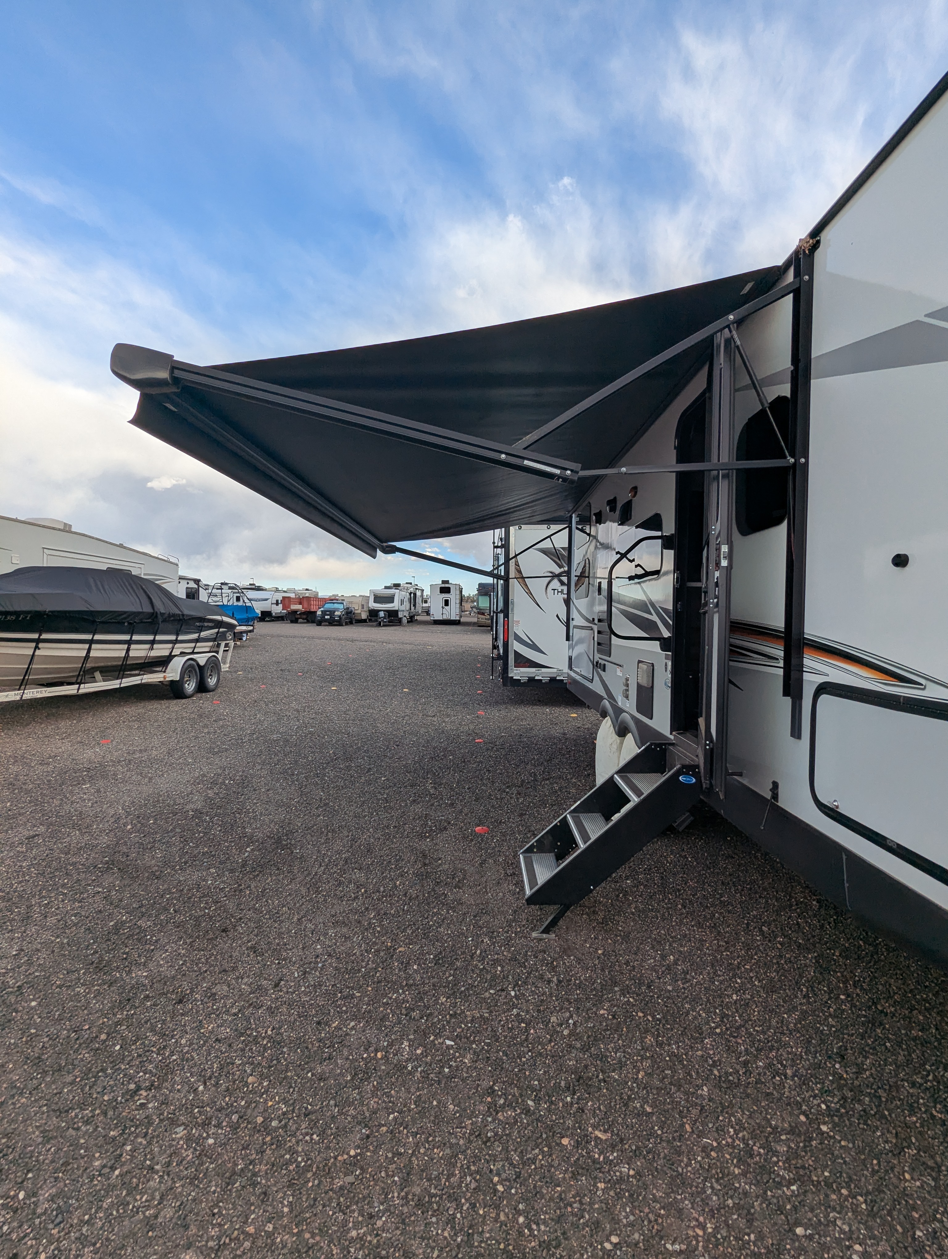 Side exterior with awning, passenger side