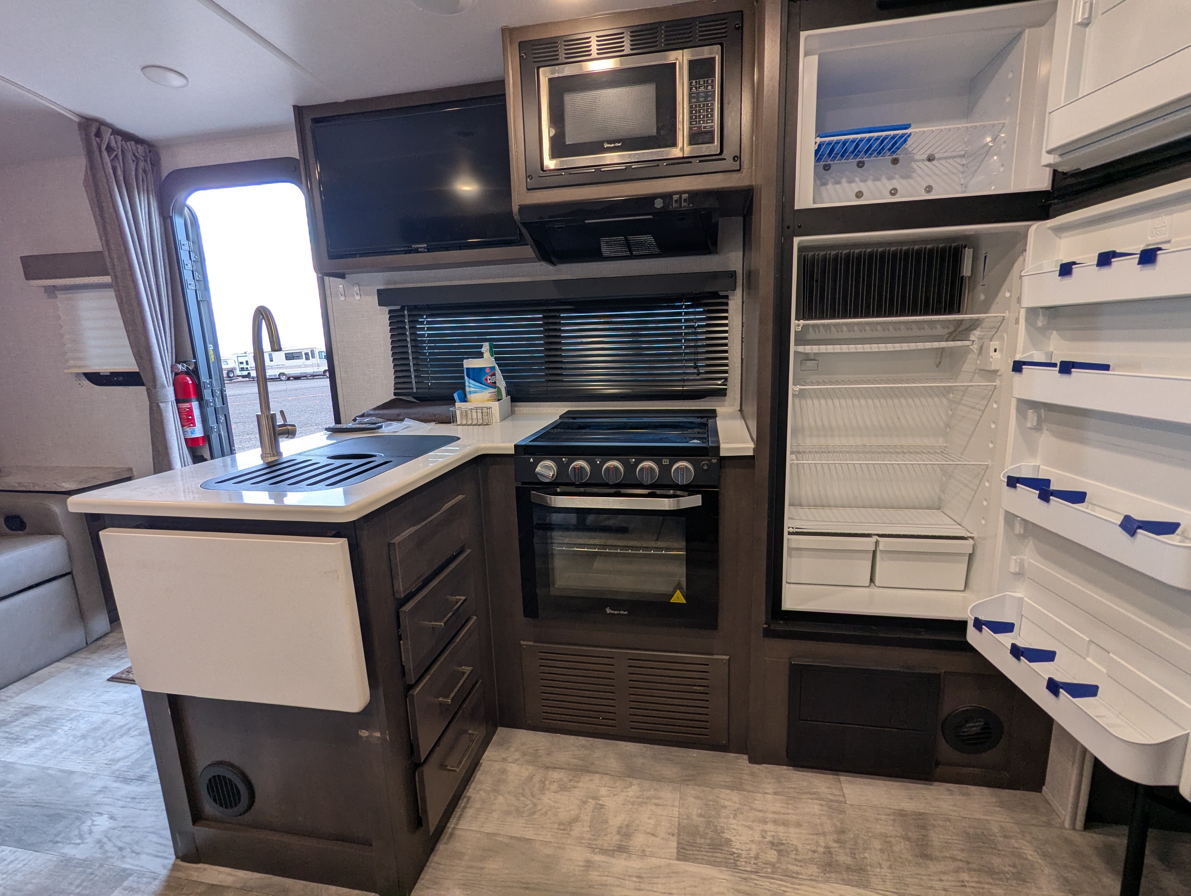 Kitchen — fridge open showing interior