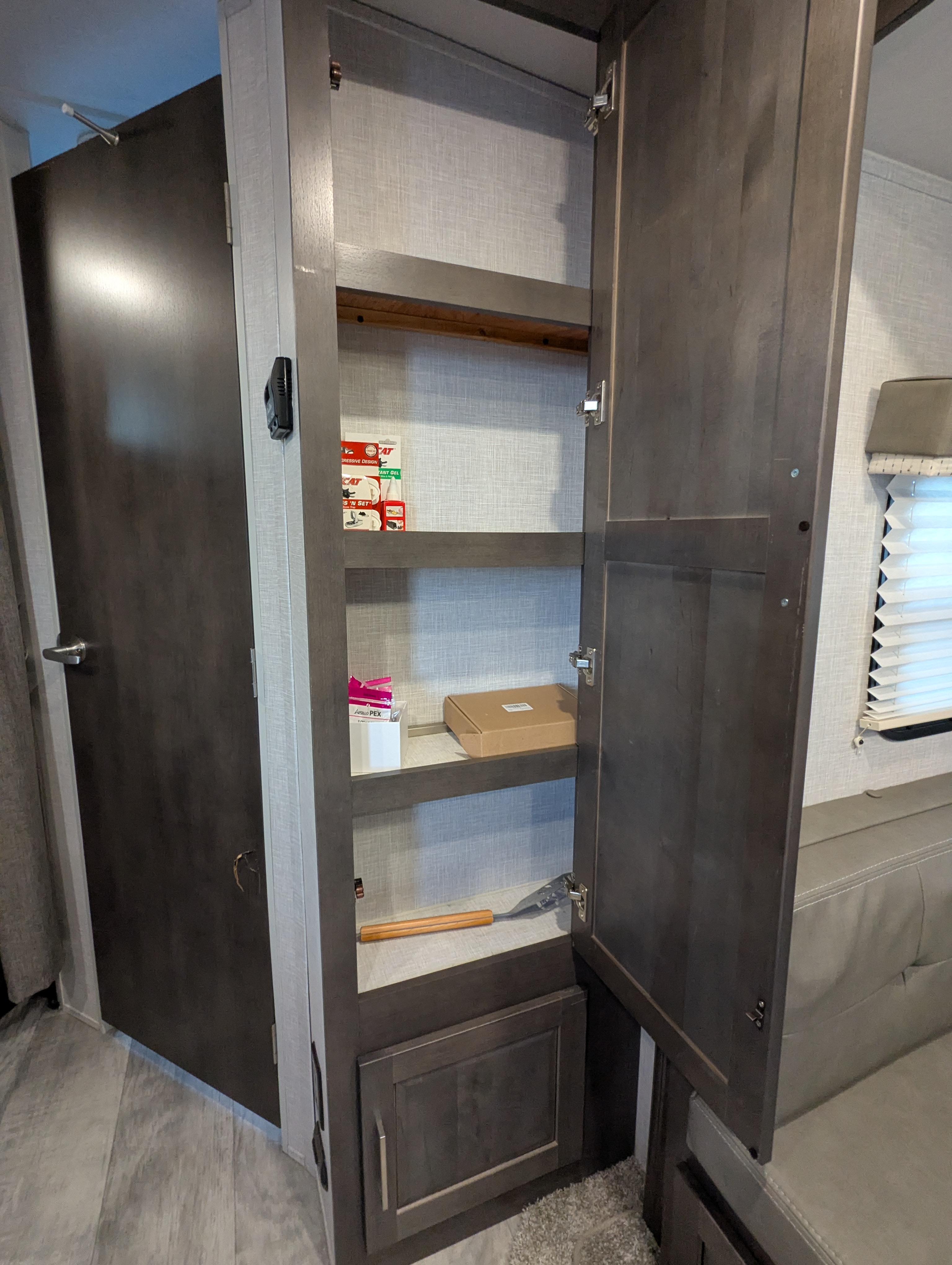 Pantry cabinet with shelving